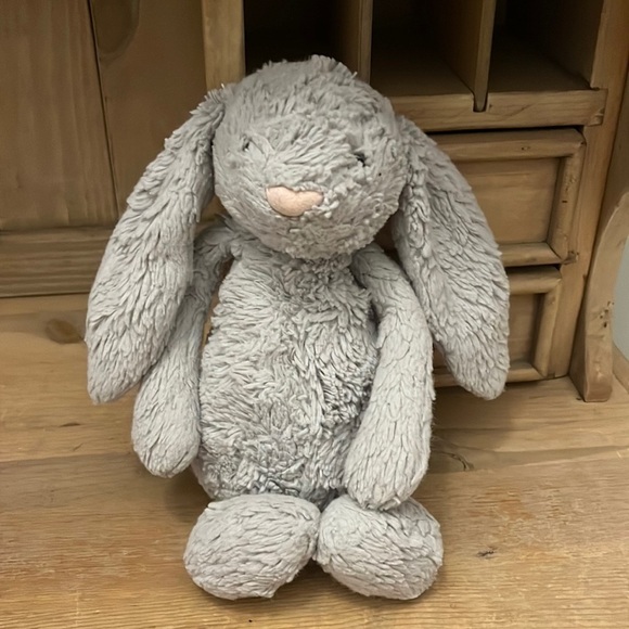 Jellycat Bunny Woodland Gray Well-loved Rabbit Plush Stuffed Animal Bashful - Picture 1 of 11